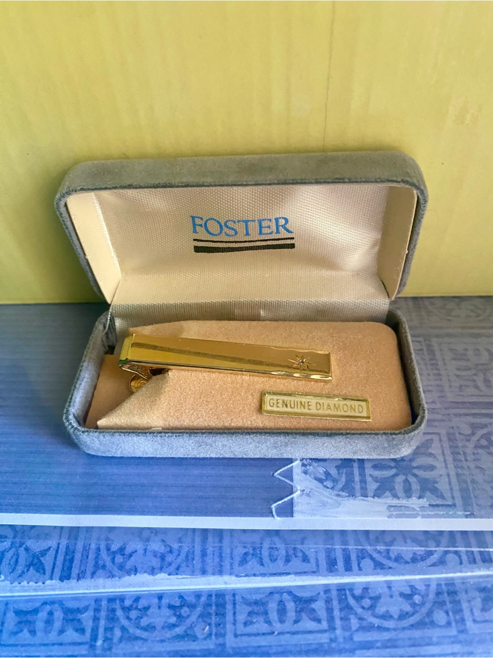 Vintage Foster Tie Clip/Money Holder with Genuine Diamond.